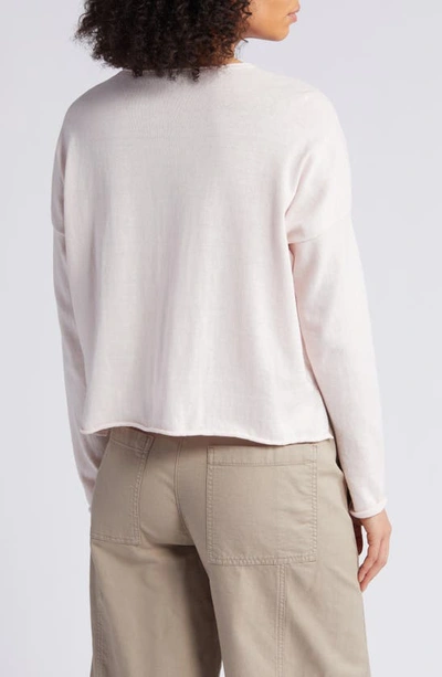 Shop Eileen Fisher Long Sleeve Organic Cotton Top In Crystal Pink