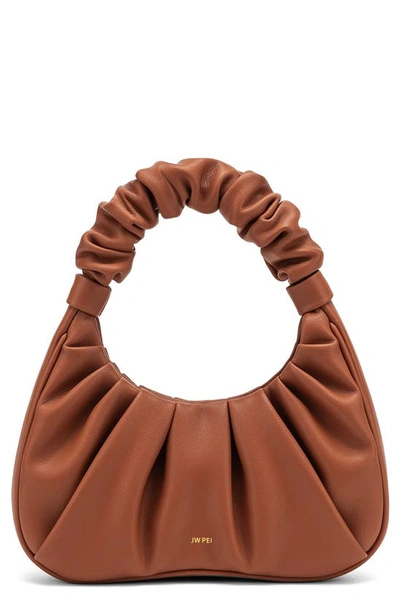 Shop Jw Pei Gabbi Ruched Faux Leather Hobo Bag In Nutella