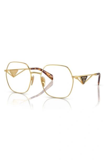 Shop Prada 56mm Square Optical Glasses In Pale Gold