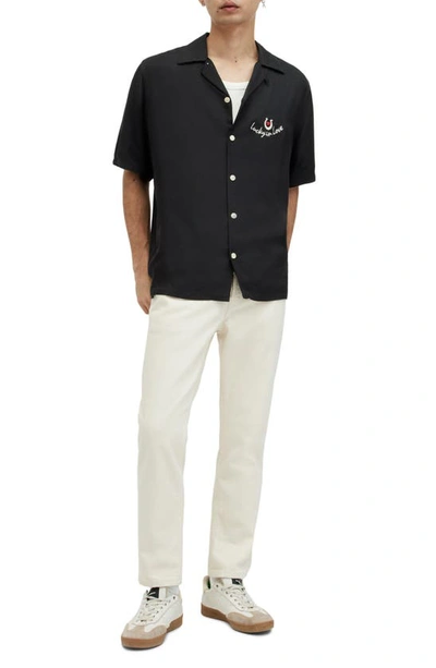 Shop Allsaints Chanceux Relaxed Fit Camp Shirt In Jet Black