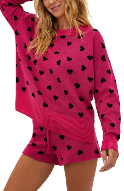 Shop Beach Riot Callie Heart Crewneck Sweater In Candy Hearts