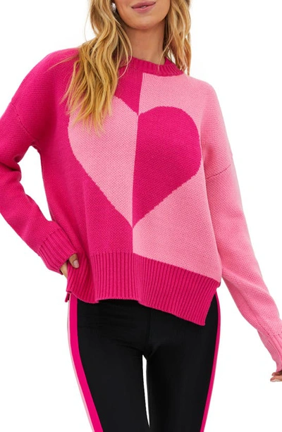 Shop Beach Riot Callie Colorblock Heart Crewneck Sweater In Sugar Heart