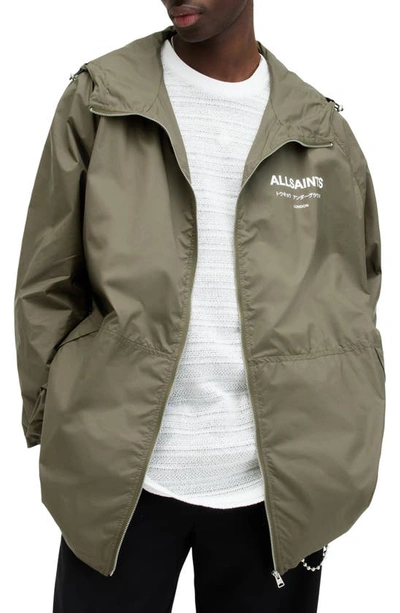 Shop Allsaints Underground Hooded Jacket In Khaki Green