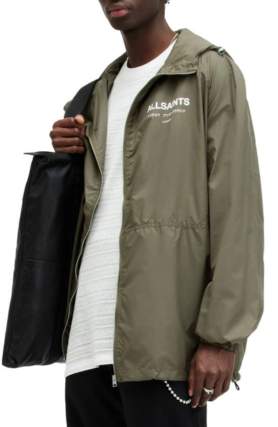 Shop Allsaints Underground Hooded Jacket In Khaki Green