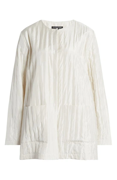Shop Eileen Fisher Quilted Silk Jacket In Bone