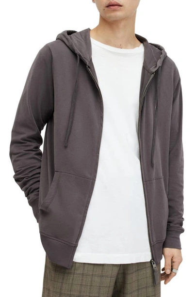 Shop Allsaints Brace Zip Hoodie In Shaded Grey