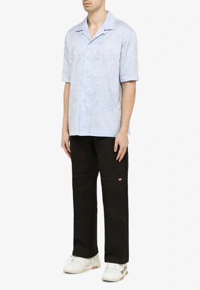 Shop Off-white Angel-motif Short Sleeved Shirt In Blue