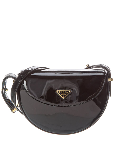 Shop Prada Patent Shoulder Bag In Black