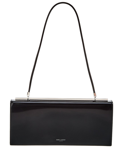 Shop Saint Laurent Suzanne Leather Shoulder Bag In Black