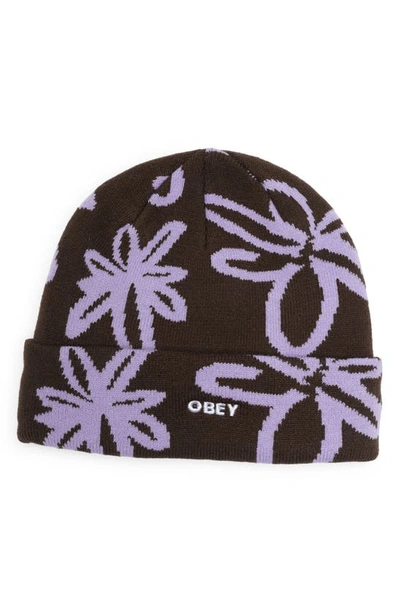 Shop Obey Diana Floral Beanie In Java Brown Multi