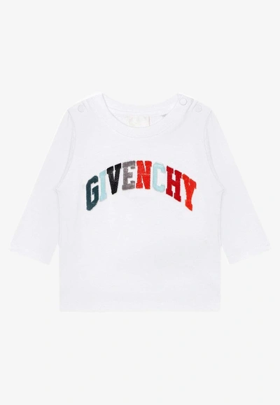 Shop Givenchy Babies Logo-detailed Crewneck T-shirt In White