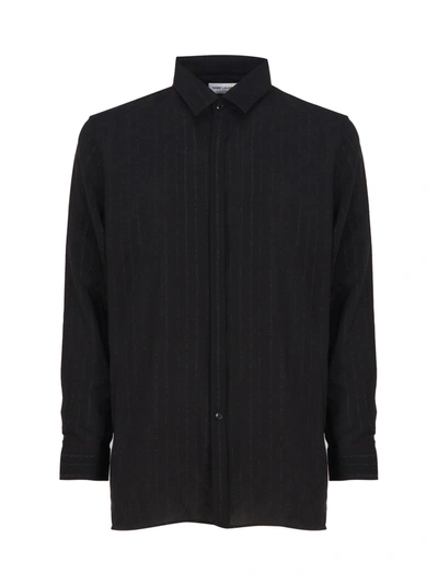 Shop Saint Laurent Shirt With Buttons And Pointed Collar In Black