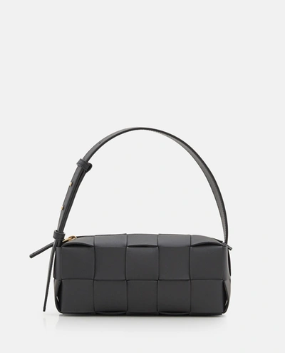 Shop Bottega Veneta Small Brick Cassette Leather Shoulder Bag In Black