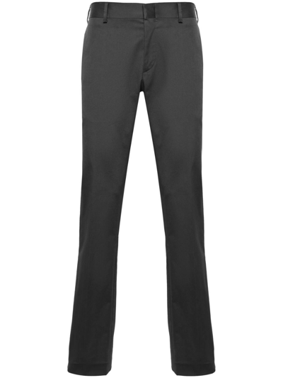 Shop Brioni Grey Slim Cut Cotton Trousers
