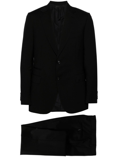 Shop Brioni Black Single Breasted Wool Suit