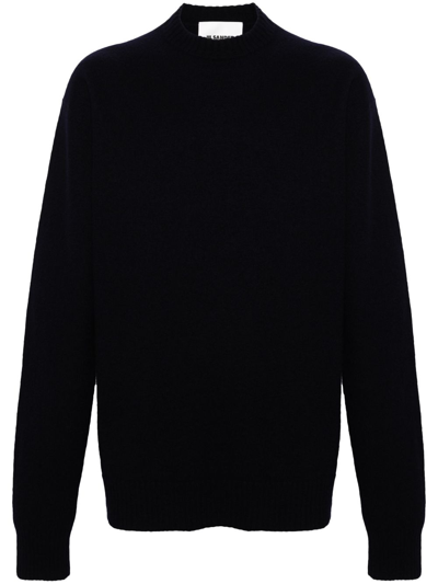 Jil Sander Crew-neck Boiled Wool Jumper In Blue