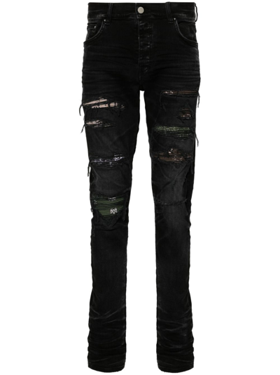 Shop Amiri Black Ripped Skinny Jeans