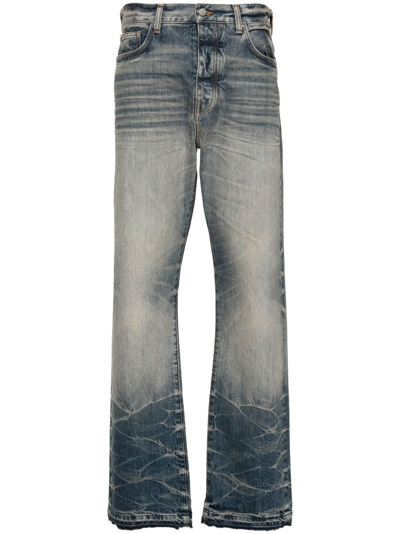 Shop Amiri Blue Straight Leg Faded Jeans