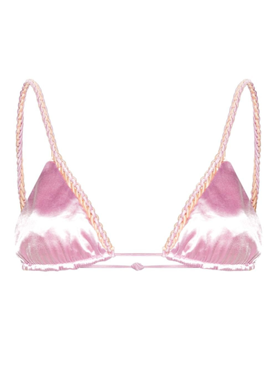 Shop Isa Boulder Triangle Cup Metallic Bikini Top - Women's - Nylon/polyester/elastane In Pink