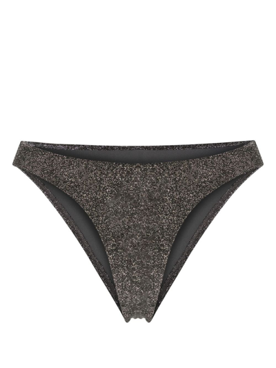 Shop Form And Fold Grey High Cut Lurex Bikini Bottom In Silver
