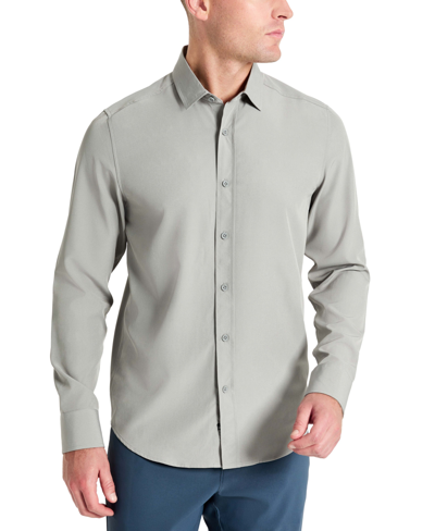 Shop Kenneth Cole Men's Solid Slim Fit Performance Shirt In Grey