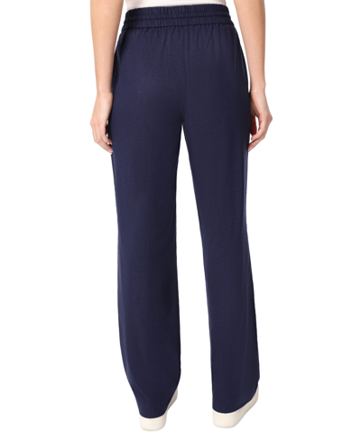 Shop Jones New York Women's Linen Drawstring-waist Buttoned-pocket Pants In Pacific Navy