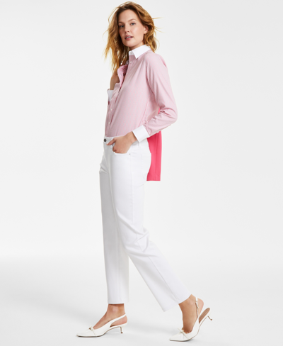 Shop Jones New York Women's Lexington Mid Rise Straight-leg Jeans In Soft White