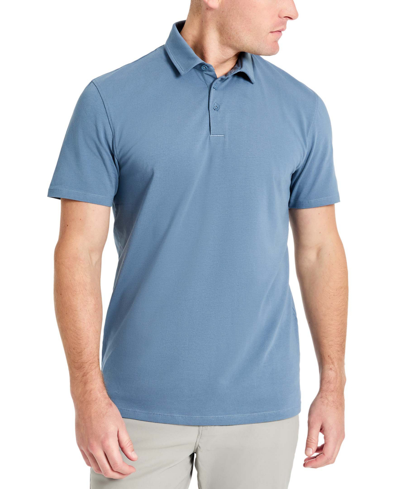 Shop Kenneth Cole Men's Performance Button Polo In Blue