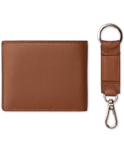 Shop Cole Haan Men's Slim Leather Billfold With Key Fob In Tan