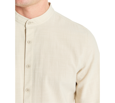 Shop Kenneth Cole Men's Slim-fit Performance Stretch Textured Band-collar Button-down Shirt In Tan