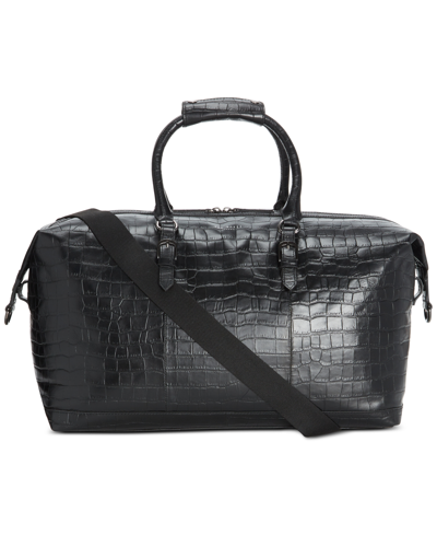 Shop Ted Baker Men's Fabiio Croc Embossed Leather Bag In Black