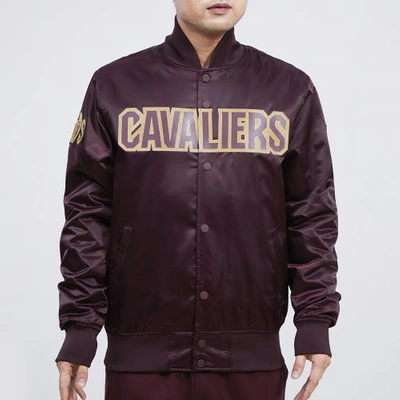 Shop Pro Standard Mens  Cavaliers Big Logo Satin Jacket In Burgundy
