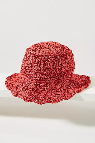Shop San Diego Hat Co. Crochet Bucket Hat In Red