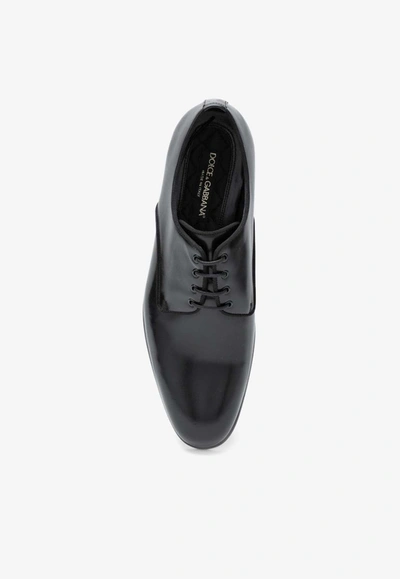 Shop Dolce & Gabbana Brushed Leather Derby Shoes In Black