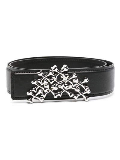 Shop Amiri Black Logo Buckle Leather Belt