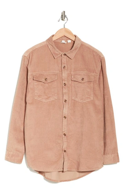 Shop Roxy Let It Go Corduroy Button-up Shirt In Warm Taupe