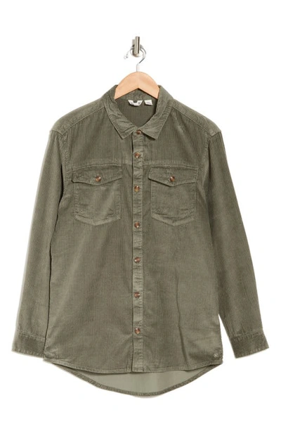 Shop Roxy Let It Go Corduroy Button-up Shirt In Agave Green