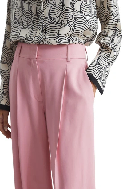 Shop Reiss Bonnie Wide Leg Pleat Front Trousers In Pink
