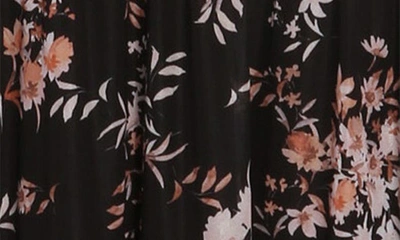 Shop Daniel Rainn Flutter Sleeve Empire Waist Mesh Midi Dress In Black Floral