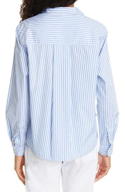 Shop Frank & Eileen Silvio Stripe Cotton Shirt In Blue And White Stripe