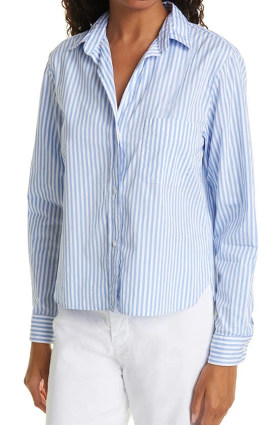Shop Frank & Eileen Silvio Stripe Cotton Shirt In Blue And White Stripe
