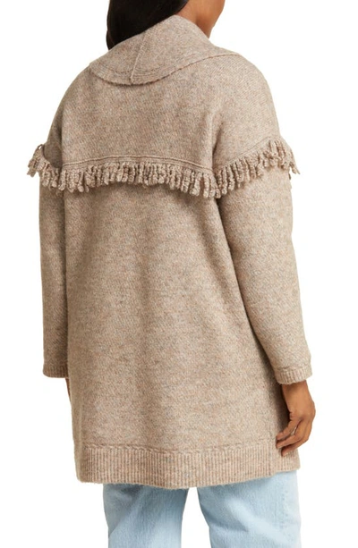 Wit & Wisdom Fringe Yoke Cardigan In Heather Toffee Brown