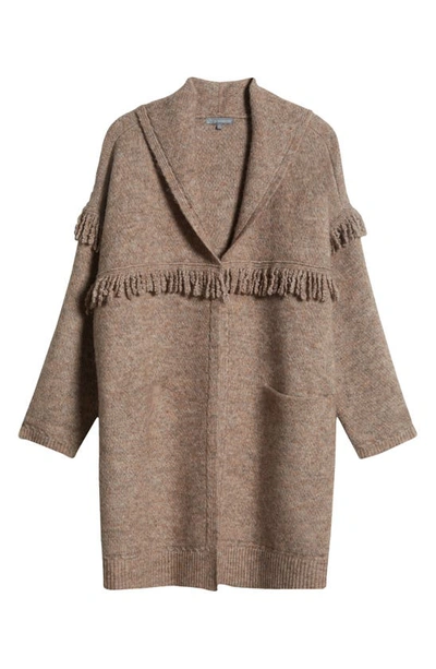Wit & Wisdom Fringe Yoke Cardigan In Heather Toffee Brown