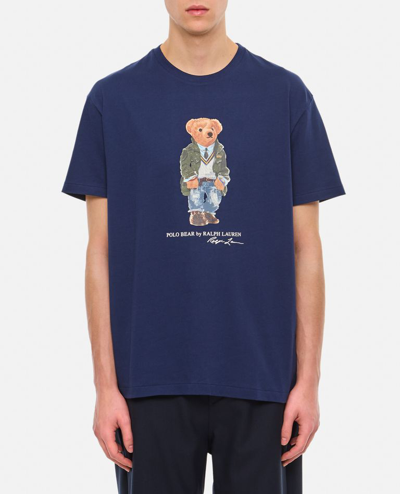 Shop Polo Ralph Lauren Bear Cotton T-shirt In Blue