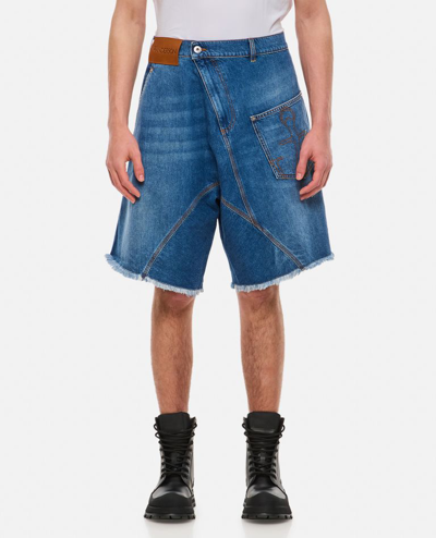 Shop Jw Anderson Twisted Workwear Shorts In Blue