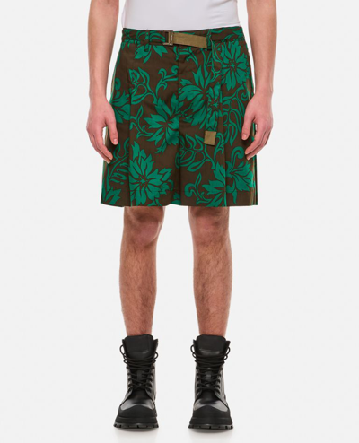 Shop Sacai Floral Print Shorts In Green