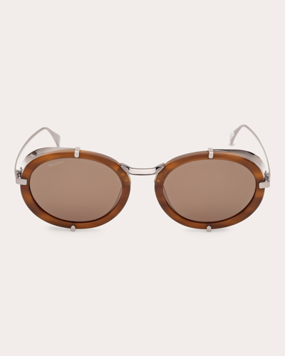 Shop Max Mara Women's Dark Brown Selma Oval Sunglasses