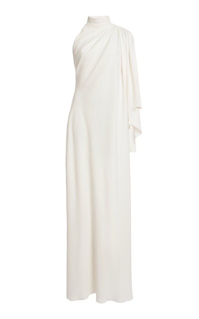 Shop Zuhair Murad Draped Asymmetric Cady Gown In White