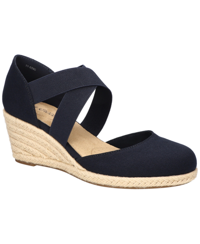 Shop Easy Street Women's Pari Slip-on Espadrille Wedges Sandals In Navy Canvas