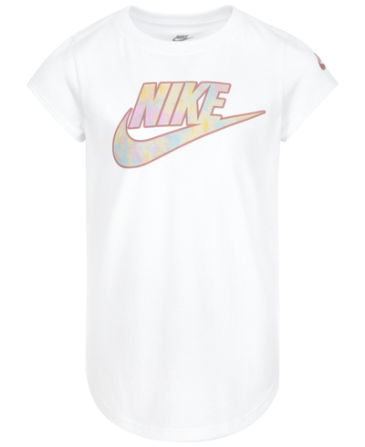 Shop Nike Little Girls Logo Short Sleeve Tee In White